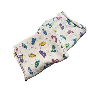 Vintage Dinosaur Print Hospital Receiving Baby Blankets Lot of 2 Multicolor